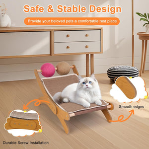 Outamateur Cat Scratching Pad, Cat Scratcher Bed, Cats Mini Chair with Sisal Scratching Ball and Bell, Cats Lounger with Removable Scratching Pad for Indoor Small Pets