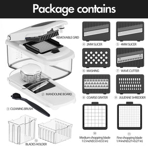 Vegetable Chopper With Container, Multifunctional Food Chopper Onion & Vegetable Cutter Dicer With 8 Blades, Carrot & Veggie Slicer 2 Blades
