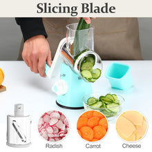 Load image into Gallery viewer, Rotary Cheese Grater Hand Crank Cheese Shredder for Fresh Cheese, Vegetable, Nuts,Non-slip Suction Base, Free Cleaning Brush Three Blades, Black