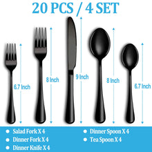 Load image into Gallery viewer, 20 Piece Silverware Set Service for 4,Premium Stainless Steel Flatware Set,Mirror Polished Cutlery Utensil Set,Durable Home Kitchen Eating Tableware Set,Include Fork Knife Spoon Set,Dishwasher Safe