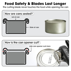 Beneno Can Opener, Manual Side Safe Cut Can Opener Smooth Edge with Durable Sharp Blade, Effort-Saving Knob & Comfortable Non-slip Handle, Brown