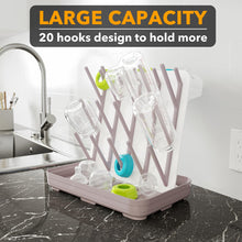 Load image into Gallery viewer, SpaceAid Baby Bottle Drying Rack with 20 Hooks, Space Saving Kitchen Bottles Rack Dryer, Vertical Baby Bottle Holder Organizer for Countertop Storage Accessories (White and Gray)
