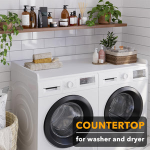 SpaceAid Washer Dryer Countertop, Laundry Wood Shelf Topper with Edge, 54" Width x 27.5" Depth Cover Guard Organizer for Washer and Dryer Laundry Hamper Counter Storage Organization (Black)