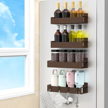 Load image into Gallery viewer, 4 Pack Magnetic Spice Rack Organizer for Refrigerator and Oven, Black Fridge Organizers and Storage for Kitchen
