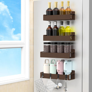 4 Pack Magnetic Spice Rack Organizer for Refrigerator and Oven, Black Fridge Organizers and Storage for Kitchen