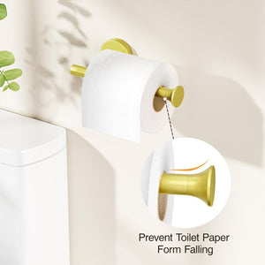Toilet Paper Holder Wall Mount Bathroom Paper Roll Holder Tissue Handle Stainless Steel for Farmhouse Kitchen Gold