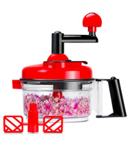 Load image into Gallery viewer, Manual Vegetable Cutter Food Processor 8 in 1 - Chopper, Mixer, Blender, Whipper, Egg Separator, Mincer, Grinder, Dicer with Clear Container 1200ml BPA Free