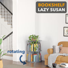 Load image into Gallery viewer, SpaceAid 4 Tier Rotating Bookshelf Tower, Spinning Bookcase Lazy Susan, Revolving 360 Book Shelf Storage Round Carousel, Vertical Rotate Turning Spiral Corner Organizer, White