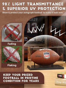 JupDec Baseball Display Case with Wood Stand, Clear Acrylic Stable & Secure Game Ball Holder Showcase, UV Protection Souvenirs and Collectibles Box with Turf, Ideal Gift for Autograph Single MLB Ball