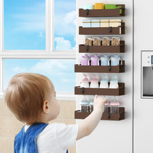 Load image into Gallery viewer, 4 Pack Magnetic Spice Rack Organizer for Refrigerator and Oven, Black Fridge Organizers and Storage for Kitchen