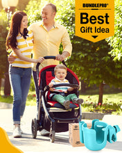 Load image into Gallery viewer, Universal Stroller Cup Holder with Mobile Phone Case, 2-in-1 Strollers Storage Rack, 360 Degrees Rotation Drink Holder for Bike, Pushchair, Wheelchair, Walker,Bicycle, Fits Most Cups