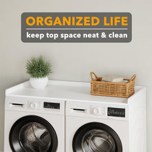 Load image into Gallery viewer, SpaceAid Washer Dryer Countertop, Laundry Wood Shelf Topper with Edge, 54&quot; Width x 27.5&quot; Depth Cover Guard Organizer for Washer and Dryer Laundry Hamper Counter Storage Organization (Black)