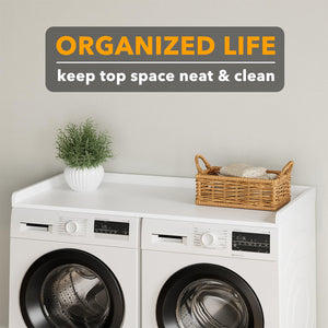 SpaceAid Washer Dryer Countertop, Laundry Wood Shelf Topper with Edge, 54" Width x 27.5" Depth Cover Guard Organizer for Washer and Dryer Laundry Hamper Counter Storage Organization (Black)