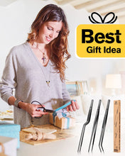 Load image into Gallery viewer, Fine Cooking Tweezers Set, Professional Stainless Steel Food Tongs, Kitchen Black Long Chef Tweezer for Cooking, Plating, Decorating and BBQ (BLACK, 10 inch)