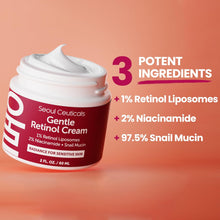 Load image into Gallery viewer, SeoulCeuticals 1% Korean Retinol Night Cream - 97.5% Snail Mucin + 2% Niacinamide Moisturizer for Face - Gentle K Beauty for Sensitive Skin 2oz