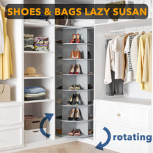 Load image into Gallery viewer, SpaceAid 7 Tier Rotating Shoe Rack Tower, Spinning Shoe Display Lazy Susan, Revolving 360 Shoe Rack Storage Round Carousel, Vertical Handbag Rotate Shoes Closet Organization (7-Tier White)
