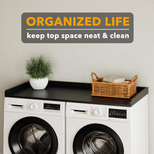 Load image into Gallery viewer, SpaceAid Washer Dryer Countertop, Laundry Wood Shelf Topper with Edge, 54&quot; Width x 27.5&quot; Depth Cover Guard Organizer for Washer and Dryer Laundry Hamper Counter Storage Organization (Black)