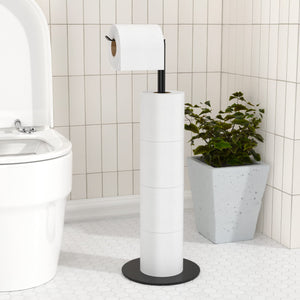 Toilet Paper Holder Stand and Dispenser for 4 Spare Rolls, Stainless Steel Free-Standing Toilet Tissue Paper Roll Storage Shelf