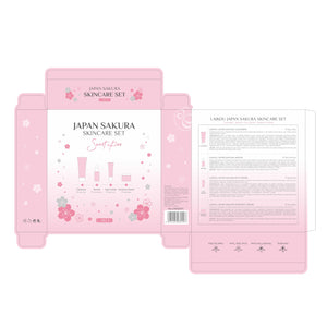 Skin Care Set JAPAN SAKURA Beauty Gift Sets Skin Care Kit with Cleanser, Toner, Lotion, Serum, Eye Cream, Face Cream, Make up Primer Travel Kit for Women Wife Mom 7pcs