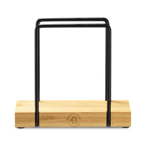 Napkin Holder for Table - Modern Black Napkin Dispenser, Bamboo and Iron Design, Non-Slip, Suitable for Kitchen, Dining, Farmhouse, Cocktail, Picnic, Bar, Outdoor Use - Holds Paper Napkins, Mail, Bill