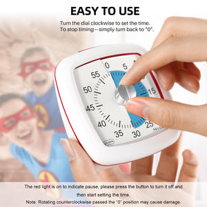 Secura 60-Minute Visual Timer, Silent Study Timer for Kids and Adults, Time Clocks, Time Management Countdown Timer for Teaching (Pink)