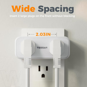 Surge Protector Outlet Extender, TESSAN Multi Plug Splitter with 4 Electrical Outlets 3 USB Ports(1 USB C), Multiple Plug Mini Wall Expander for Home Bathroom Office Dorm Room Essentials
