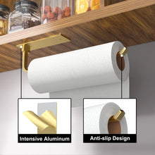 Load image into Gallery viewer, Paper Towel Holder - Self-Adhesive or Drilling, Matte Black, Upgraded Aluminum Kitchen Roll Dispenser Under Cabinet, Lighter but Stronger Than Stainless Steel!