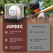 Load image into Gallery viewer, JupDec Baseball Display Case, Clear Cube Baseball Holder with Wooden Base, Autograph Baseball Stand Box for Single Ball, Acacia Wood, Black, 1 Pack