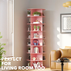 SpaceAid 7 Tier Rotating Shoe Rack Tower, Spinning Shoe Display Lazy Susan, Revolving 360 Shoe Rack Storage Round Carousel, Vertical Handbag Rotate Shoes Closet Organization (7-Tier White)