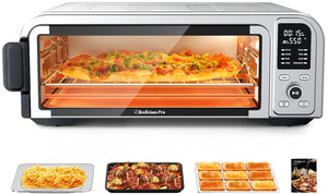 19QT Digital 8-in-1 Air Fryer Toaster Oven, 550°F Flavor-Lock Tech, Flip Up & Away Capability, 40+ Recipes, Airfryer Countertop Oven Combo, 4 Accessories, Fit 13" Pizza Black