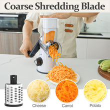 Load image into Gallery viewer, Rotary Cheese Grater Hand Crank Cheese Shredder for Fresh Cheese, Vegetable, Nuts,Non-slip Suction Base, Free Cleaning Brush Three Blades, Black