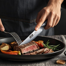 Load image into Gallery viewer, Steak Knives Set of 6, Ultra Sharp 4.5 Inch Serrated Steak Knife Set, Japanese High Carbon Steel Kitchen Steak Knives with Ergonomic Handle