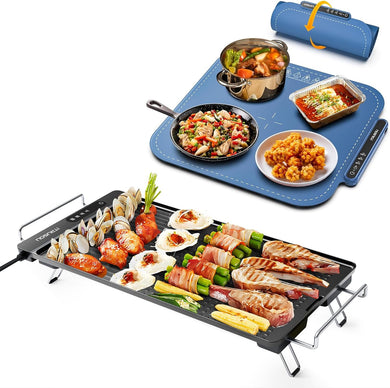 Electric Warming Tray - Full Surface Heating and Electric Griddle with Removable Touch Panel