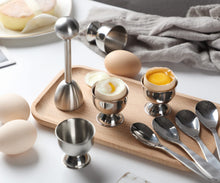 Load image into Gallery viewer, Egg Cups for Soft Boiled Eggs Holder - Egg Cracker Topper Tool Set Includes 4 Egg Cups, 4 Egg Spoons, 1 Egg Cracker Topper Perfect Egg Cutter Tool for Breakfast