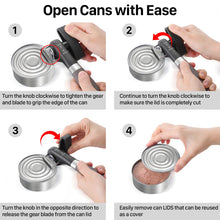 Load image into Gallery viewer, Beneno Can Opener, Manual Side Safe Cut Can Opener Smooth Edge with Durable Sharp Blade, Effort-Saving Knob &amp; Comfortable Non-slip Handle, Brown