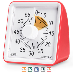 Secura 60-Minute Visual Timer, Classroom Timer, Countdown Timer for Kids and Adults, Time Management Tool for Teaching (Blue & Blue)