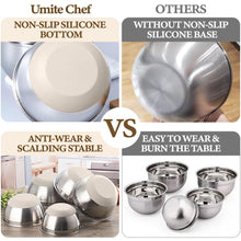 Load image into Gallery viewer, Umite Chef Mixing Bowls with Airtight Lids Set, 8PCS Stainless Steel Khaki Nesting Bowls with Grater Attachments, Kitchen Bowls with Non-Slip Bottoms, Size 5, 4, 3.5, 2, 1.5QT for Mixing &amp; Serving