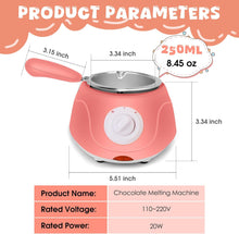 Load image into Gallery viewer, 8.45oz Mini Melting Fondue Pot, Electric Chocolate Melting Set, Chocolate Fondue Fountain, Warmer Machine for Milk,Chocolate,Cheese,Butter,Candy