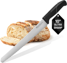 Load image into Gallery viewer, Bread Knife for Homemade Bread + Bamboo Cutting Board Set Bundle