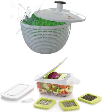 Brieftons Salad Spinner (6.2-Quart) & Brieftons QuickPush Food Chopper