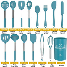 Load image into Gallery viewer, Silicone Cooking Utensil Set, Umite Chef 15pcs Silicone Cooking Kitchen Utensils Set, Non-stick - Best Kitchen Cookware with Stainless Steel Handle - Black