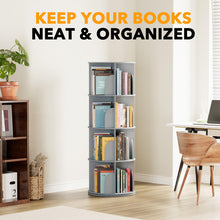 Load image into Gallery viewer, SpaceAid 4 Tier Rotating Bookshelf Tower, Spinning Bookcase Lazy Susan, Revolving 360 Book Shelf Storage Round Carousel, Vertical Rotate Turning Spiral Corner Organizer, White