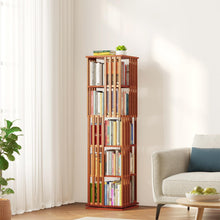 Load image into Gallery viewer, SpaceAid 6 Tier Rotating Bookshelf Tower, Bamboo Spinning Book Shelf, Revolving 360 Bookcase Storage Swivel Round Carousel, Vertical Rotate Turning Spiral Corner Organizer (6-Tier Walnut)