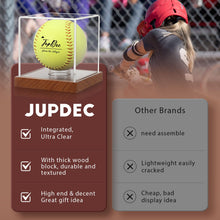 Load image into Gallery viewer, JupDec Baseball Display Case - Clear Cube Baseball Holder with Wooden Base, Autograph Stand Box for Single Ball, Acacia Wood, Brown, 1 Pack
