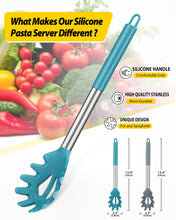 Load image into Gallery viewer, Pack of 2 Silicone Pasta Fork, Kitchen Heat Resistant Noodle Spoon Server, BPA Free Spaghetti Strainer, Best Cooking Tools (GRAY-BLUE)