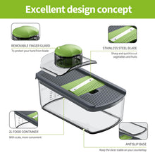 Load image into Gallery viewer, Mandoline Slicer Vegetable Slicer With 2 L Container for Potatoes, Tomatoes, Cucumbers, Carrots With 10 Blades White