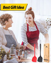 Load image into Gallery viewer, Pack of 2 Silicone Wok Spatula, Non-Stick, Heat Resistant, Easy to Clean and Dishwasher Safe, Seamless Kitchen Utensil for Cooking, Baking, Stir-Fry (Black)