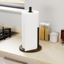 Load image into Gallery viewer, Paper Towel Holder Black, Premium Stainless Steel Kitchen Roll Dispenser, Countertop Roll Organizer with Weighted Base