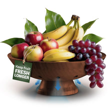 Load image into Gallery viewer, Bambüsi Fruit Bowl - 11&quot; Large Brown Wooden Pedestal Bowl for Kitchen Counter &amp; Dining Table Centerpiece, Premium Bamboo Wood Fruit Basket &amp; Banana Holder for Fresh Produce, Bread &amp; Home Decor