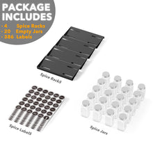Load image into Gallery viewer, SpaceAid Spice Drawer Organizer with 28 Spice Jars, 386 Spice Labels, 4 Tier Seasoning Rack Tray Insert for Kitchen Drawers, 13&quot; Wide x 17.5&quot; Deep
